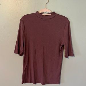 Mock neck women’s top, medium, color puce